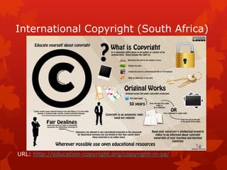 International Copyright (South Africa)
URL: http://education-copyright.org/copyright-in-sa/
 