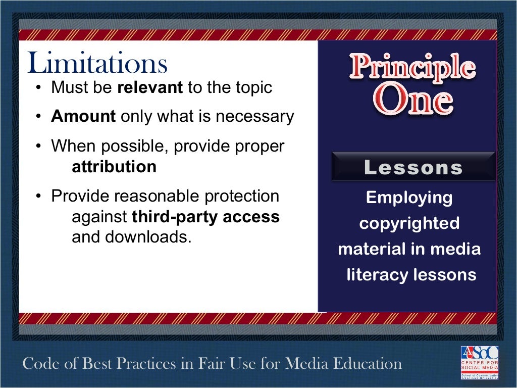 Copyright Law Fair Use Best Practices For Educators And Youth Ser 