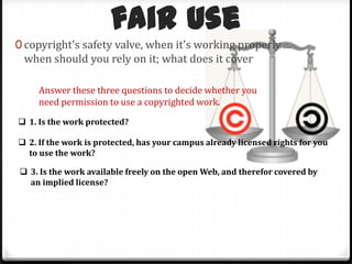 2. If the work is protected, has your campus already licensed rights for you to use the work?