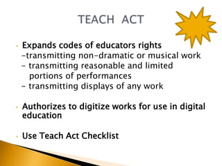 Getting PermissionThe Public Domain and Orphan                                 WorksMass Digitization     * develop better tools      * develop best practices
