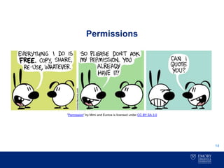 Permissions
14
“Permission” by Mimi and Eunice is licensed under CC BY SA 3.0
 