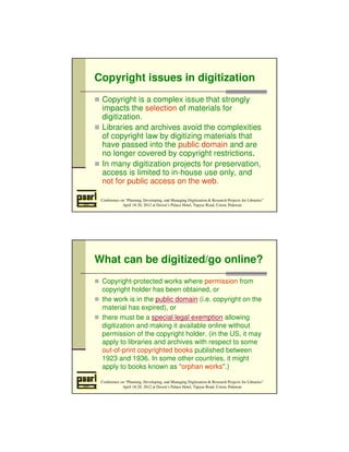 Copyright issues in a library digital environment | PDF