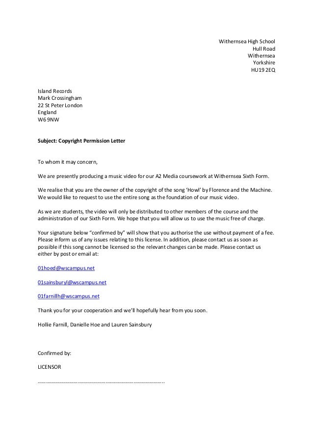 format permission road letter Letter Permission Copyright format permission road letter Letter Permission Copyright