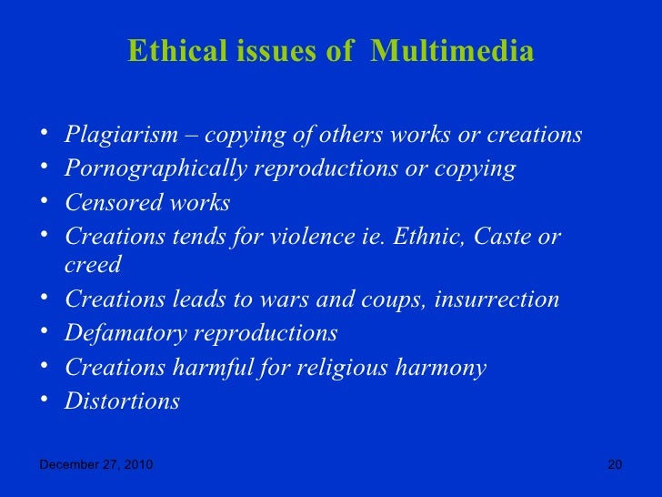 Copyright and ethics in relation to multimedia