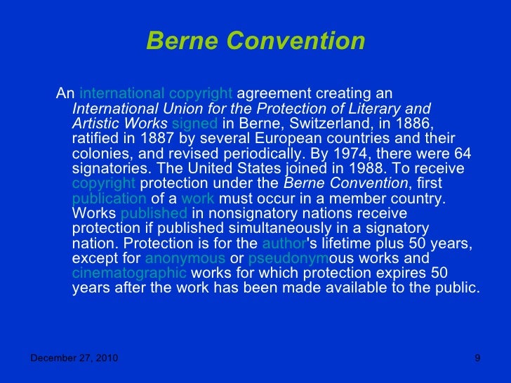 copyright and ethics in relation to multimedia berne convention for the protection of literary and artistic works
