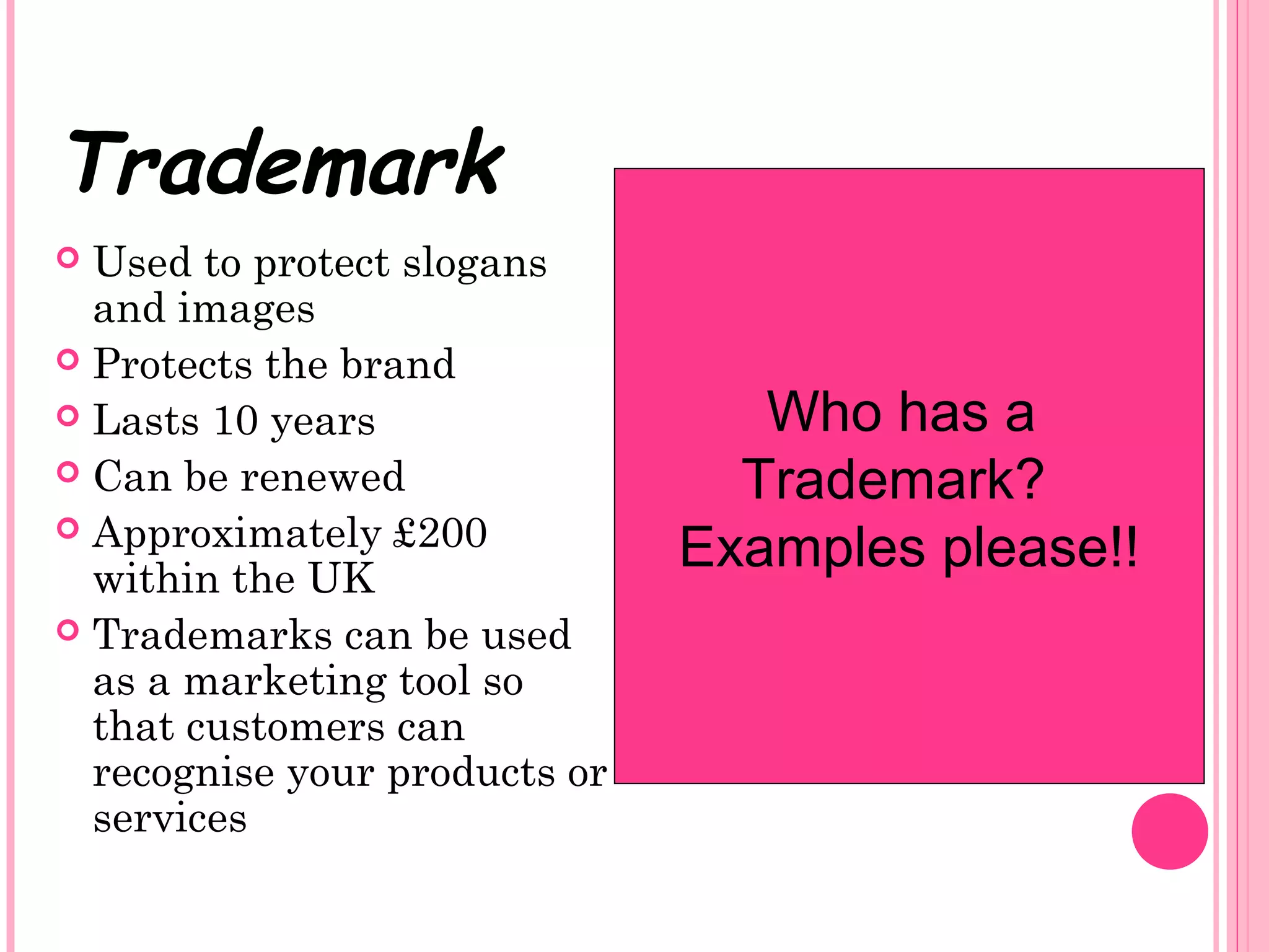 Copyright, patents and trademarks | PPT