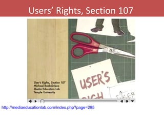 Users’ Rights, Section 107  http://mediaeducationlab.com/index.php?page=295   