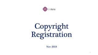 Nov 2018
1
Copyright
Registration
 