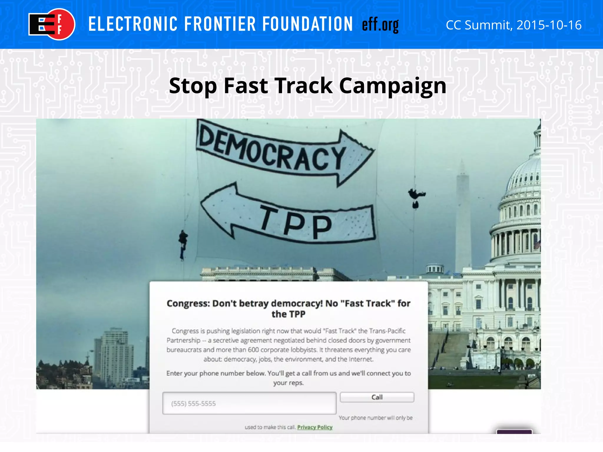 CC Summit, 2015-10-16
- fast track graphic -
Stop Fast Track Campaign