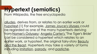 Reading and Writing Week 1: HYPERTEXT AND INTERTEXT | PPTX