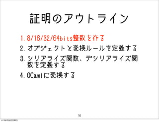 ^Υȥ饤
              1.8/16/32/64bits
              2.֥ȤȉQ`x
              3.ꥢ饤vǥꥢ饤v
                x
              4.OCamlˉQ




                             16
11   9   25
 