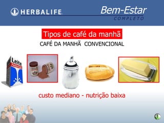 Tipos de caf é da manhã CAFÉ DA MANHÃ  CONVENCIONAL custo mediano - nutrição baixa 