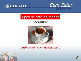 CAFEZINHO custo mínimo - nutrição zero Tipos de café da manhã 