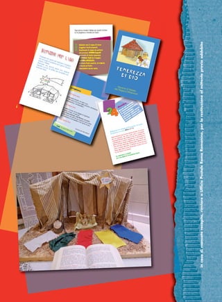 incasodimancatorecapito,rinviareaUfficioPostaleRomaRomanina,perlarestituzionealmittenteprevioaddebito
Iniziate con il segno di croce.
Leggete i testi proposti.
Realizzate il segno da mettere
nel presepe: STUOIE/tappeti
(pezzetti di stoffa colorata),
VANGELO, PACE (in 5 lingue),
CATENA SPEZZATA.
Recitate Padre nostro, Ave Maria
e Gloria al Padre.
Concludete con un canto.
Ogni giorno trovate il tem
to di preghiera e intimit
empo per questo momen-
tà con Gesù:
Vieni Signore Gesù,
Vieni Signore Gesù
Vieni, Signore Gesù.
Canto: Tu scendi dalle stelle
nelle nostre famiglie, nei no
in tutti coloro che vivono nella
nello sconforto, nell’abbando
Su tutto il mondo che ha bisog
di senso, di pace, di fratern
sulla Chiesa universale, sulle
nostri cuori,nella solitudine, nell’amarezza,
dono:
isogno di significato,
ità,
lle Missioni, sui poveri,
sulla Chiesa universale, sulle
su tutti coloro che soffrono
noi ti chiediamo di far scend
lle Missioni, sui poveri,
per la guerra e per la fame,
scendere il tuo Spirito di pace:
(Cardinale Carlo Maria Martini)
16
Rallegratevi ed esultate perché grande è la vostra
ricompensa nei cieli.
dicembre
24
dicembre
(MMatteo 5,3-12)
Preparate uno spazio per realizzare il presepio,
che sia luogo di preghiera nei 9 giorni che pre-
cedono il Natale.
Realizzate una piccola tenda (con qualche
legnetto e un po’ di stoffa), per accogliere con
tenerezza Gesù. tenerezzadi Dio
Novena di Natale
dei Ragazzi Missionari
cor_21_24 24 29-OCT-14 09:12:20
 