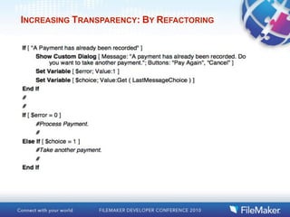 INCREASING TRANSPARENCY: BY REFACTORING
 