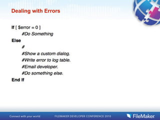 Dealing with Errors
 