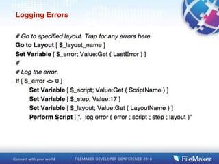 Logging Errors
 
