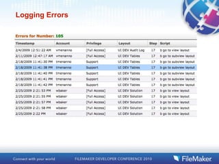 Logging Errors
 