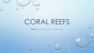CORAL REEFS
OUR RAINFORESTS OF THE SEA
 