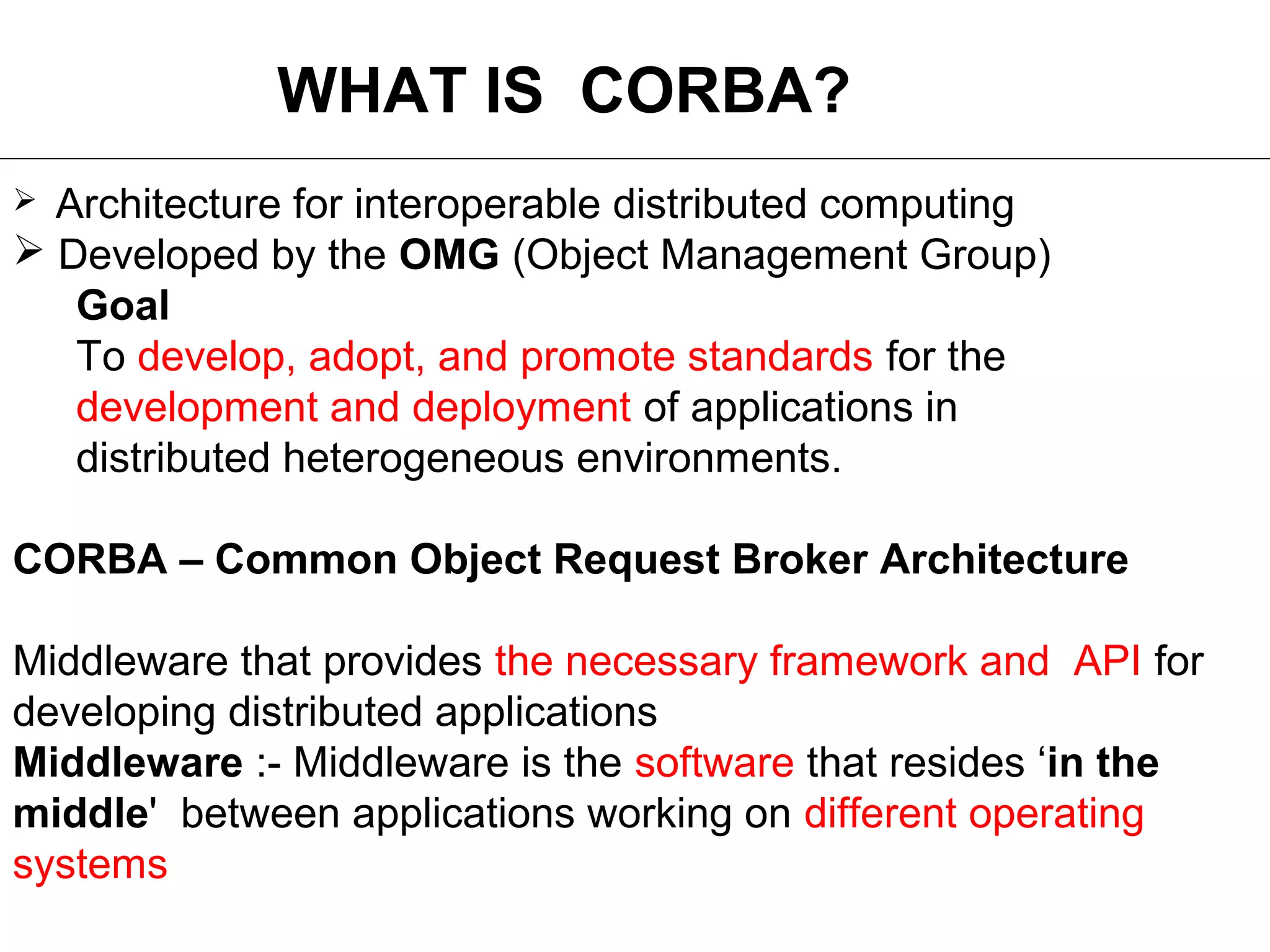 CORBA Basic and Deployment of CORBA | PPT