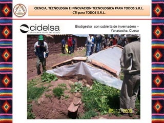 CIENCIA, TECNOLOGIA E INNOVACION TECNOLOGICA PARA TODOS S.R.L.
                       CTI para TODOS S.R.L.




                  Lic. Elsa Benavente Salazar
 