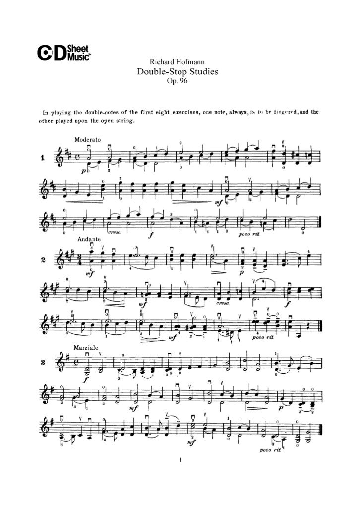 Cordas Duplas Op 96 R Hofmann Www Sheetmusic Violin Blogspot Com