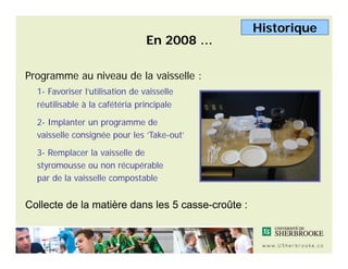 Historique
                                 En 2008 …

Programme au niveau de la vaisselle :
  1- Favoriser l’utilisation ...
