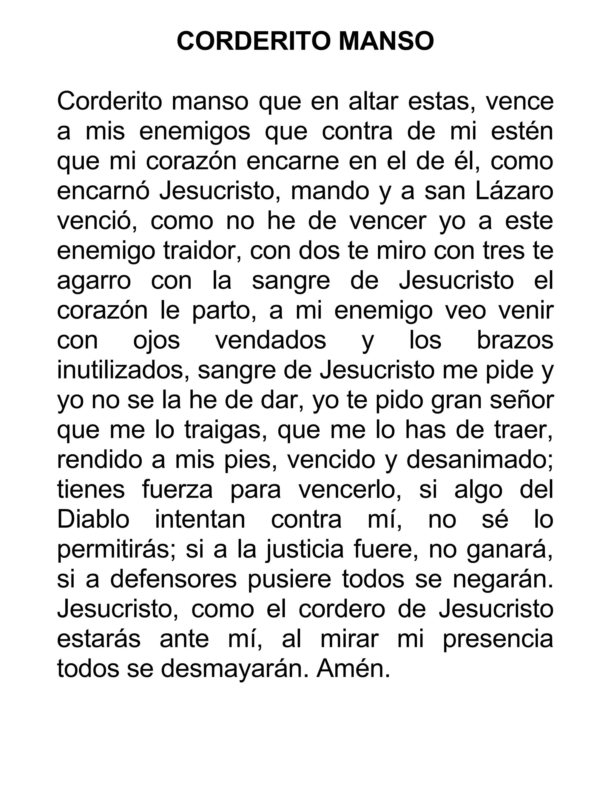 CORDERITO MANSO ORACION | DOC