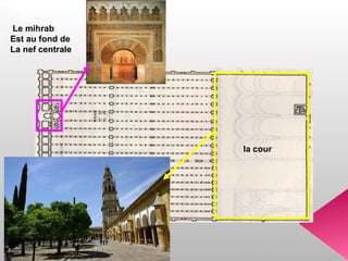 Le mihrab
Est au fond de
La nef centrale
la cour
 