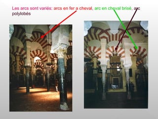 Les arcs sont variés: arcs en fer a cheval, arc en cheval brisé, arc
polylobés
 