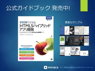 アプリ開発の可能性を広げるプラットフォーム
公式ガイドブック 発売中!
豊富なサンプル
 