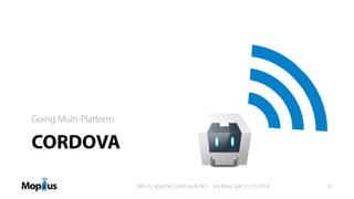 CORDOVA
Going Multi-Platform
WinJS, Apache Cordova & NFC - Andreas Jakl, 21.10.2014 37
 