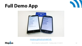 Full Demo App
mopius.github.io/ndef-nfc
WinJS, Apache Cordova & NFC - Andreas Jakl, 21.10.2014 62
 