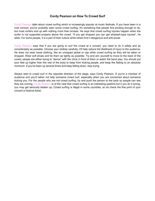 Cordy pearson on how to crowd surf article | PDF