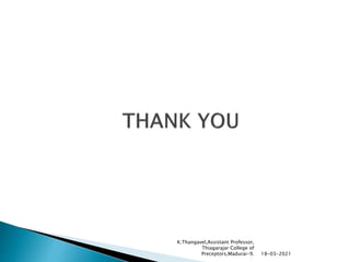 18-03-2021
K.Thangavel,Assistant Professor,
Thiagarajar College of
Preceptors,Madurai-9.
 