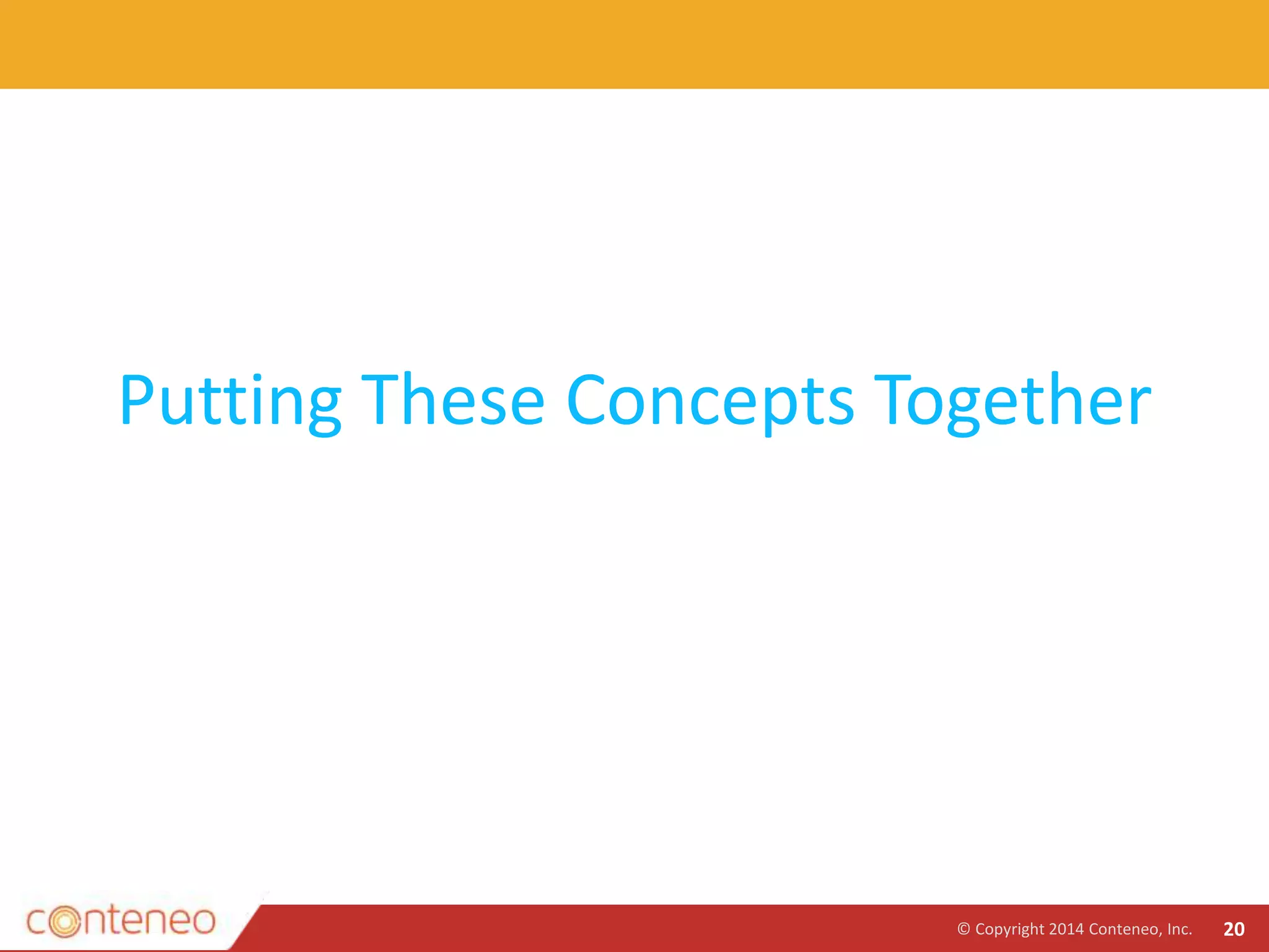 Putting These Concepts Together
© Copyright 2014 Conteneo, Inc. 20
 