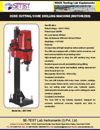 Core Cutting/Core Drilling Machine Motorized Manufacturers India