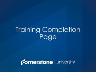 Training Completion
Page
 
