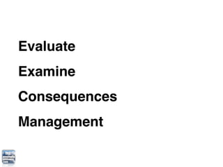 Evaluate
Examine
Consequences
Management
 