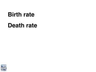 Birth rate
Death rate
 