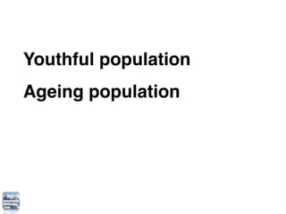 Youthful population
Ageing population
 