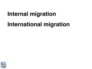 Internal migration
International migration
 
