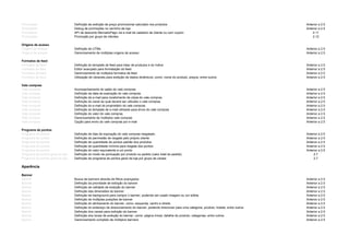 Promoções Definição de exibição de preço promocional calculado nos produtos Anterior a 2.5
Promoções Debug de promoções no carrinho da loja Anterior a 2.5
Promoções API de desconto MercadoPago via e-mail de cadastro de cliente ou com cupom 2.11
Promoções Promoção por grupo de clientes 2.12
Origens de acesso
Origens de acesso Definição de UTMs Anterior a 2.5
Origens de acesso Gerenciamento de múltiplas origens de acesso Anterior a 2.5
Formatos de feed
Formatos de feed Definição do template de feed para listar de produtos e do índice Anterior a 2.5
Formatos de feed Editor avançado para formatação do feed Anterior a 2.5
Formatos de feed Gerenciamento de múltiplos formatos de feed Anterior a 2.5
Formatos de feed Utilização de váriaveis para exibição de dados dinâmicos, como: nome do produto, preços, entre outros Anterior a 2.5
Vale compras
Vale compras Acompanhamento do saldo do vale compras Anterior a 2.5
Vale compras Definição da data de expiração do vale compras Anterior a 2.5
Vale compras Definição de e-mail para recebimento de cópia do vale compras Anterior a 2.5
Vale compras Definição do canal ao qual deverá ser utilizado o vale compras Anterior a 2.5
Vale compras Definição do e-mail do proprietário do vale compras Anterior a 2.5
Vale compras Definição do template de e-mail utilizado para envio do vale compras Anterior a 2.5
Vale compras Definição do valor do vale compras Anterior a 2.5
Vale compras Gerenciamento de múltiplos vale compras Anterior a 2.5
Vale compras Opção para envio do vale compras por e-mail Anterior a 2.5
Programa de pontos
Programa de pontos Definição de dias de expiração do vale compras resgatado Anterior a 2.5
Programa de pontos Definição de permissão de resgate pelo próprio cliente Anterior a 2.5
Programa de pontos Definição de quantidade de pontos padrão dos produtos Anterior a 2.5
Programa de pontos Definição de quantidade mínima para resgate dos pontos Anterior a 2.5
Programa de pontos Definição do valor equivalente a um ponto Anterior a 2.5
Programa de pontos geral da loja Definição do modo de pontuação por produto ou pedido (valor total do pedido) 2.7
Programa de pontos geral da loja Definição de programa de pontos geral da loja por grupo de canais 2.7
Aparência
Banner
Banner Busca de banners através de filtros avançados Anterior a 2.5
Banner Definição da prioridade de exibição do banner Anterior a 2.5
Banner Definição da validade da exibição do banner Anterior a 2.5
Banner Definição das dimensões do banner Anterior a 2.5
Banner Definição de background para compor o banner, podendo ser usado imagem ou cor sólida Anterior a 2.5
Banner Definição de múltiplas posições de banner Anterior a 2.5
Banner Definição do alinhamento do banner, como: esquerda, centro e direita Anterior a 2.5
Banner Definição do endereço de direcionamento do banner, podendo direcionar para uma categoria, produto, hotsite, entre outros Anterior a 2.5
Banner Definição dos canais para exibição do banner Anterior a 2.5
Banner Definição dos locais de exibição do banner, como: página inicial, detalhe do produto, categorias, entre outros Anterior a 2.5
Banner Gerenciamento completo de múltiplos banners Anterior a 2.5
 