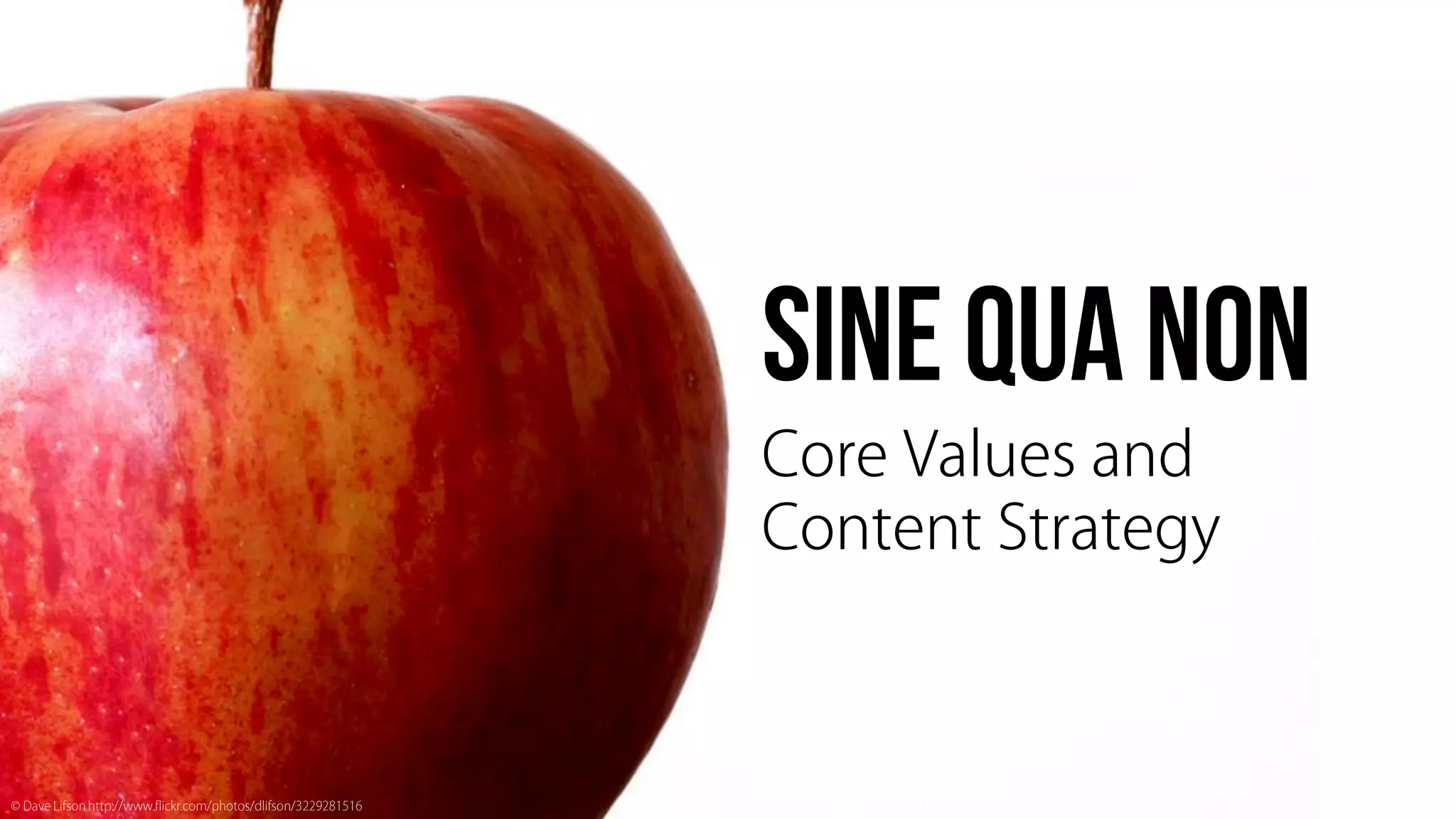 Sine Qua Non: Core Values and Content Strategy