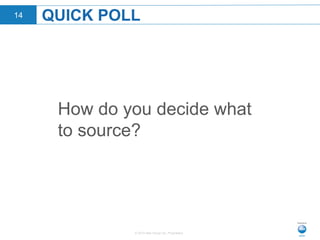 © 2015 Neo Group Inc. Proprietary
QUICK POLL14
How do you decide what
to source?
 