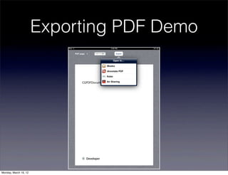 Exporting PDF Demo




Monday, March 19, 12
 