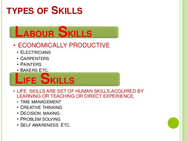 skill and its types different skills