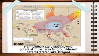 6. Simplified Hazard Map showing
potential impact area for ground-based
hazards (Crater Lake, Oregon)
 