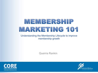 Understanding the Membership Lifecycle to improve
               membership growth




               Queirra Rankin
 