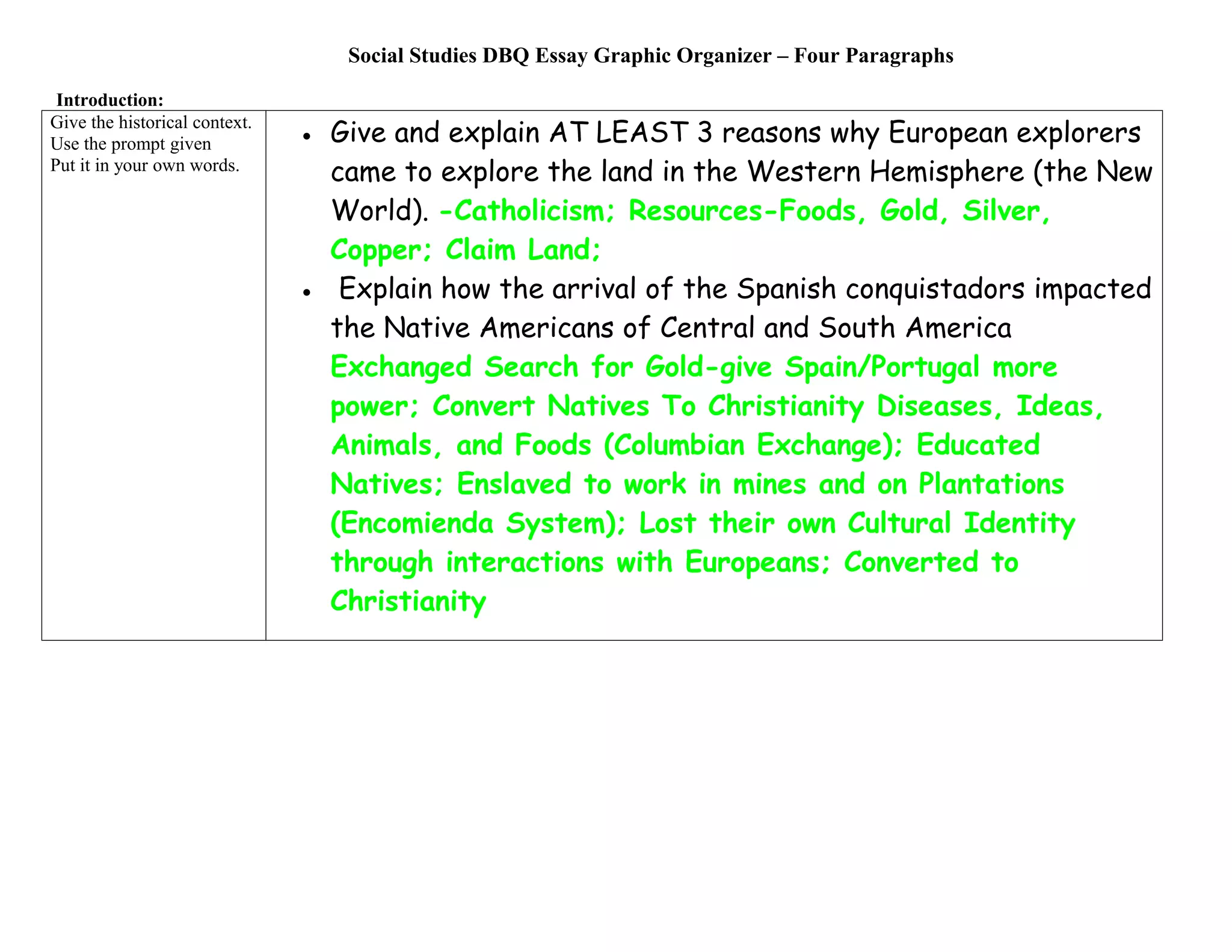 Core 2 exploration dbq brain storming | DOC